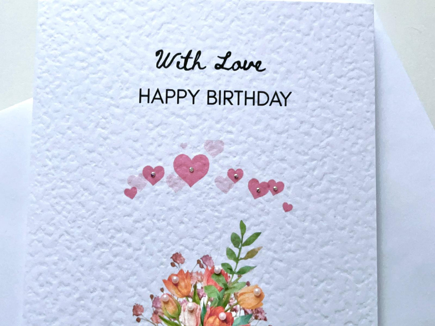 Luxury Handmade Birthday Card for Wife with Envelope, Greeting Card P019