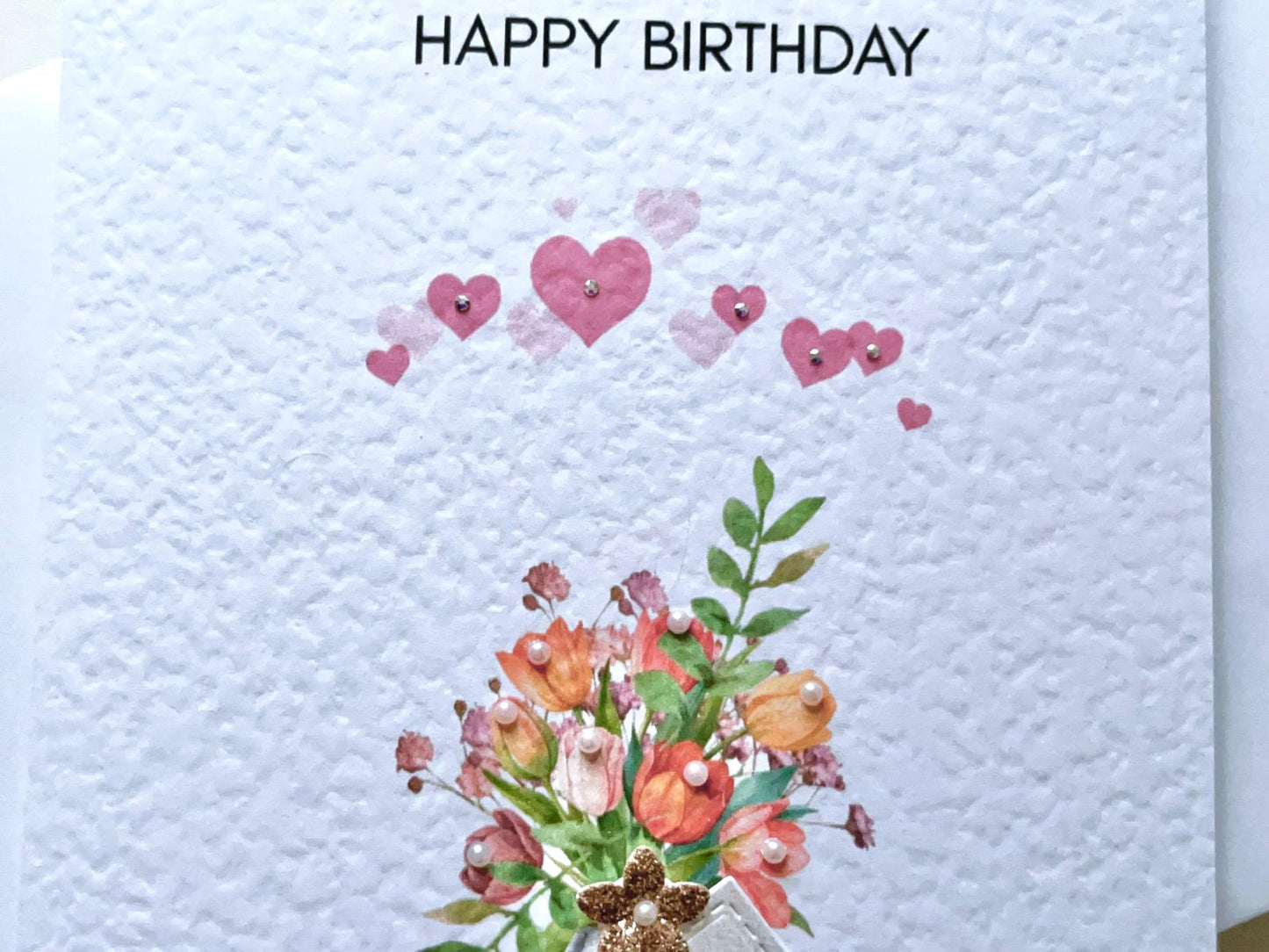 Luxury Handmade Birthday Card for Wife with Envelope, Greeting Card P019