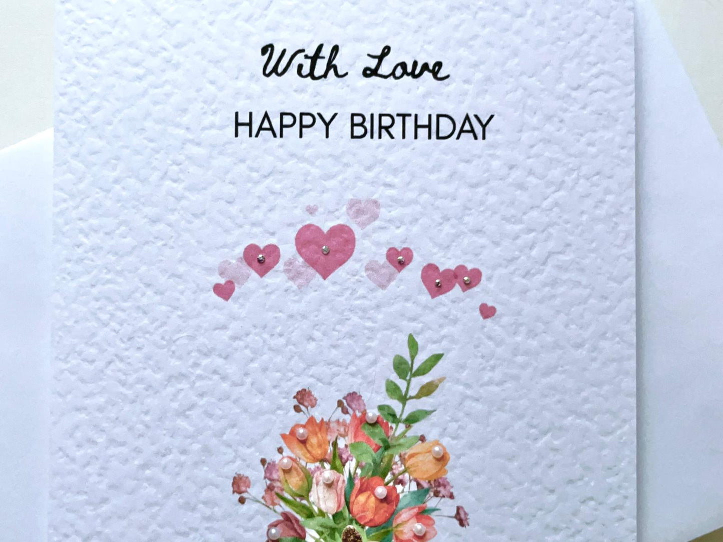 Luxury Handmade Birthday Card for Wife with Envelope, Greeting Card P019