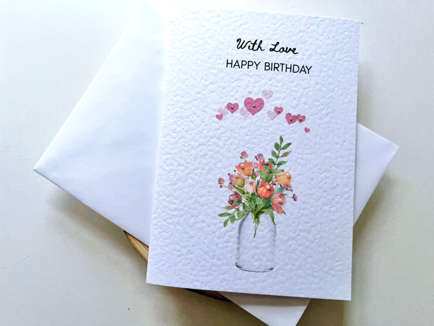 Luxury Handmade Birthday Card for Wife with Envelope, Greeting Card P019