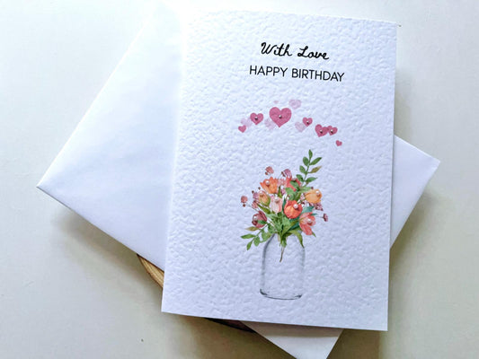Luxury Handmade Birthday Card for Wife with Envelope, Greeting Card P019
