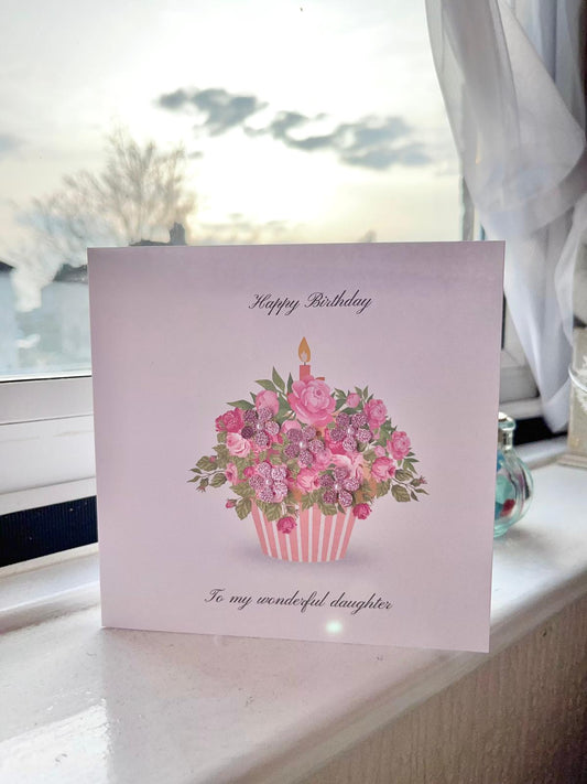 Luxury Handmade Children / Baby Birthday Card for Daughter with Envelope, Greeting Card P021