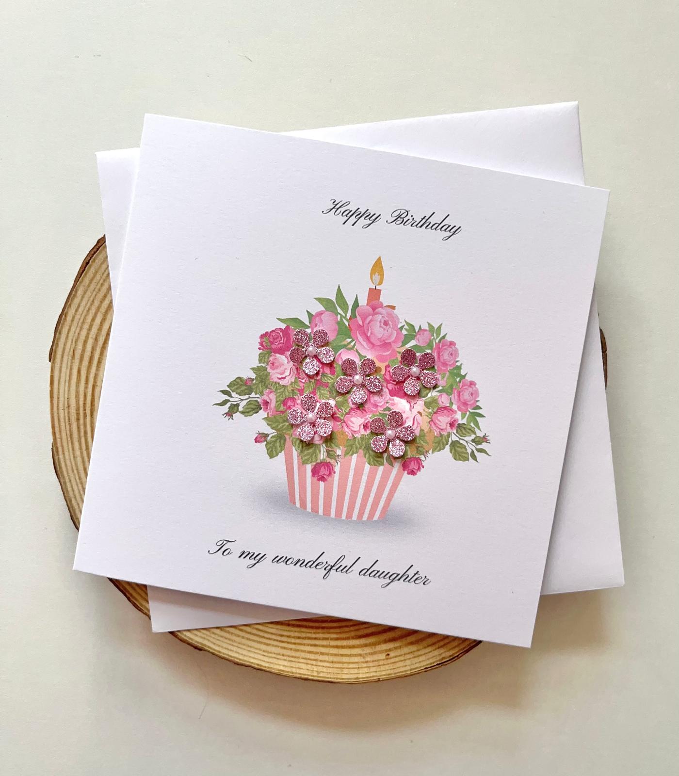 Luxury Handmade Children / Baby Birthday Card for Daughter with Envelope, Greeting Card P021