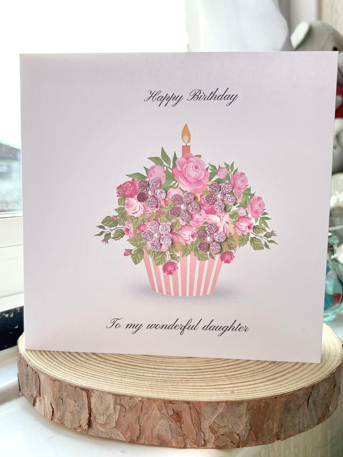 Luxury Handmade Children / Baby Birthday Card for Daughter with Envelope, Greeting Card P021