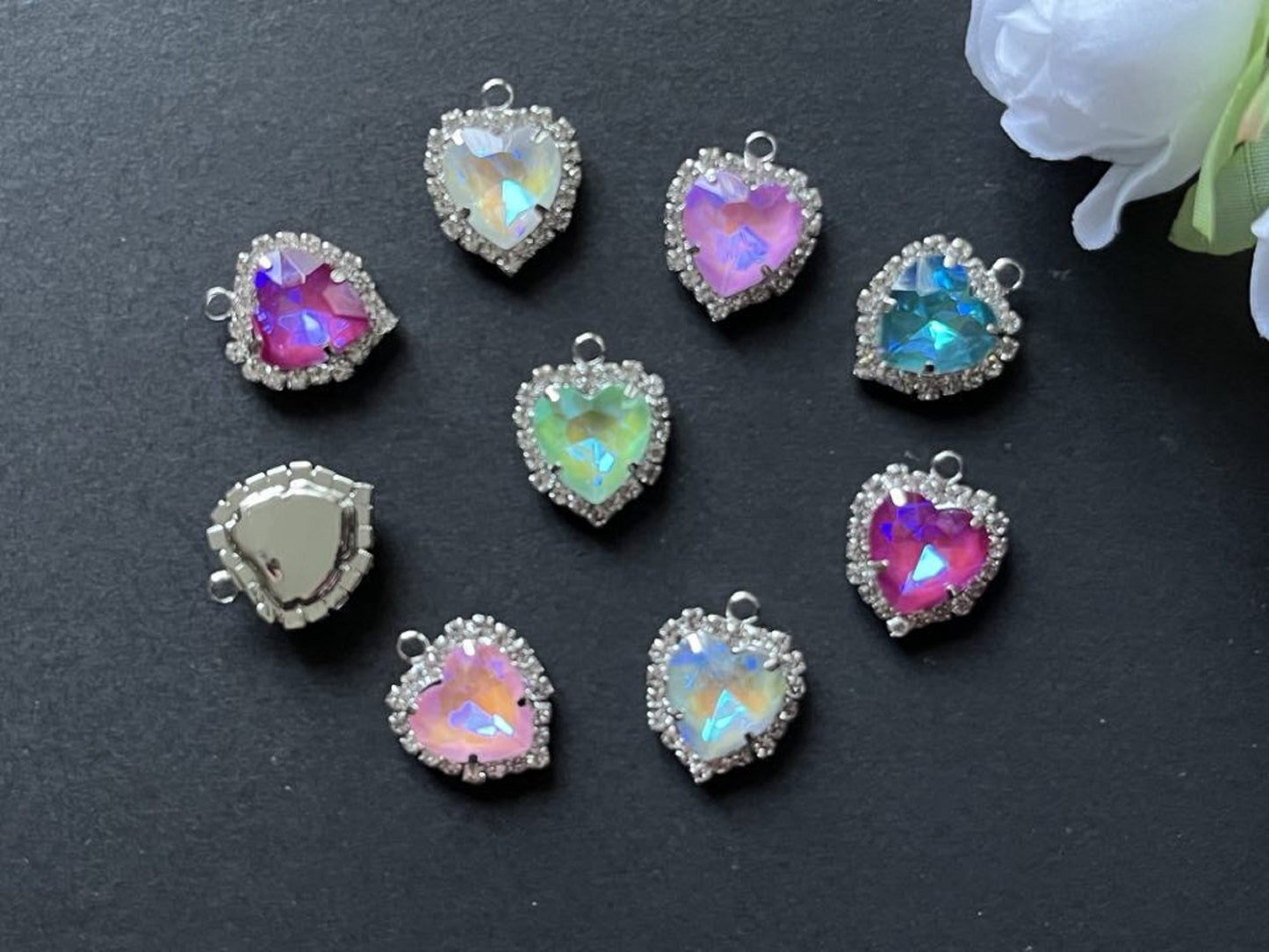 10 pcs / 12mm / Silver Base Crystal Pendant, Jewellery Making P040S (Moca)