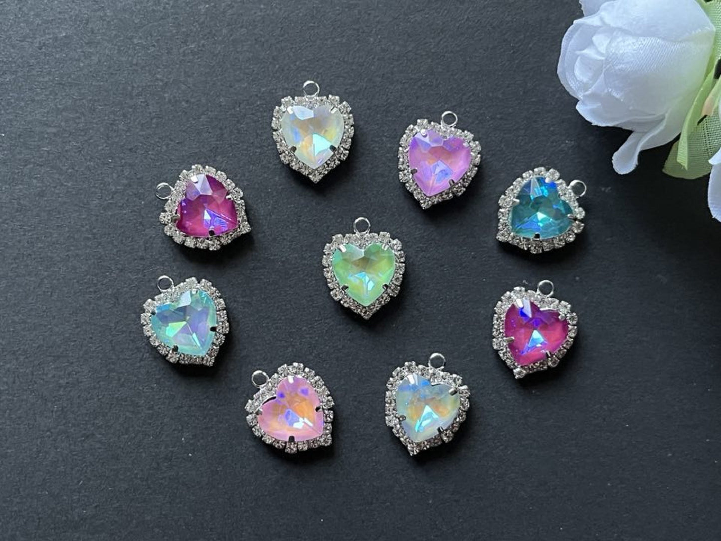 10 pcs / 12mm / Silver Base Crystal Pendant, Jewellery Making P040S (Moca)