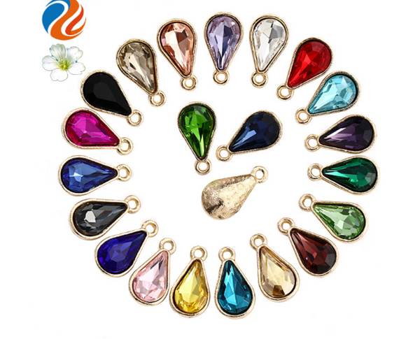 10 pcs / 8 x 13mm / Gold base Teardrop Glass crystal P044G