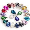 ( P048S)  10 pcs / 7 x 10mm / Silver base Teardrop Glass crystal Pendant