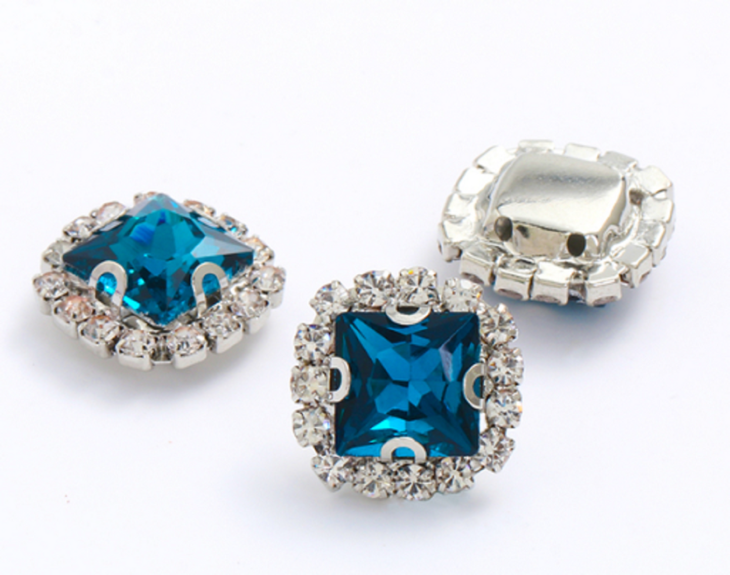 ( S38S)  10 pcs / 10mm / Silver Base Sew On Square Rhinestone