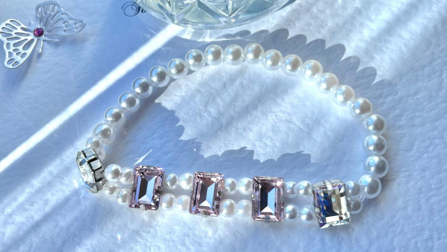 Handmade Luxury Custom Pink Crystal Pet Necklace | Crystal Glass Pet Lover Gift | Personalized Jewelry for Pet | pet Accessories PN002