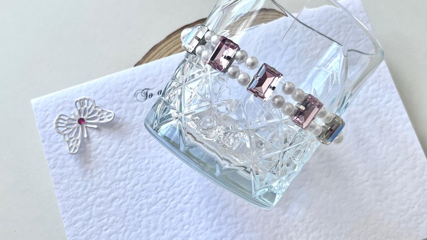 Handmade Luxury Custom Pink Crystal Pet Necklace | Crystal Glass Pet Lover Gift | Personalized Jewelry for Pet | pet Accessories PN002