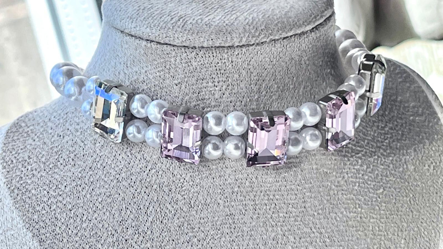 Handmade Luxury Custom Pink Crystal Pet Necklace | Crystal Glass Pet Lover Gift | Personalized Jewelry for Pet | pet Accessories PN002