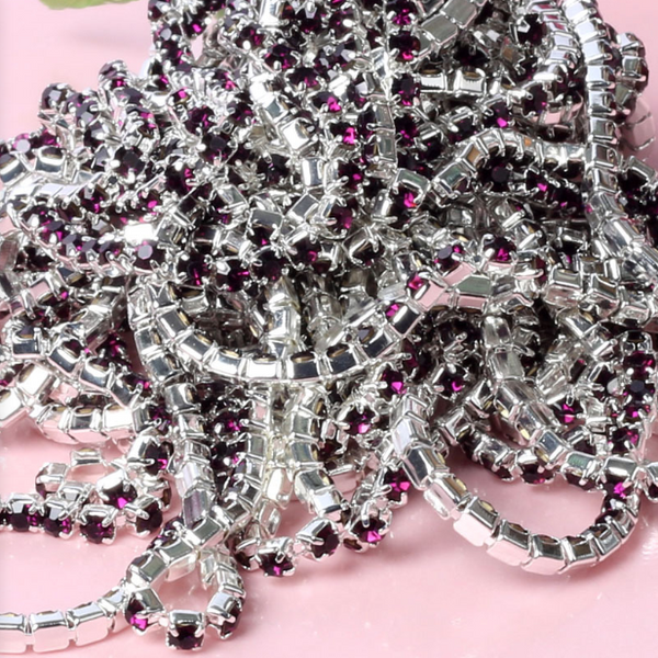 3 Meters / 4mm / Rhinestone Diamante Chain, DIY Crystal Trim C23