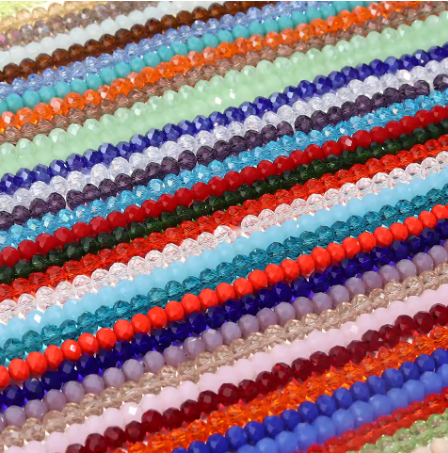 180 pcs / 4mm / Rondelle Gass Beads