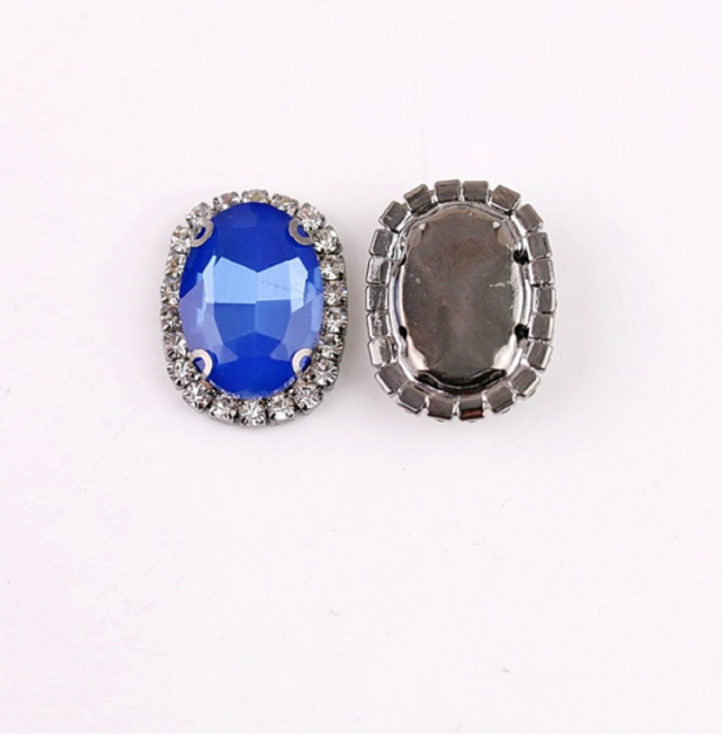 S12S (Moca)  10 Pcs / 12 x 14mm / Silver Base Sew On Oval Crystals