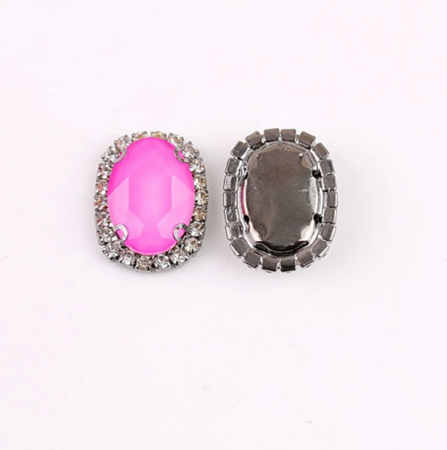 S12S (Moca)  10 Pcs / 12 x 14mm / Silver Base Sew On Oval Crystals