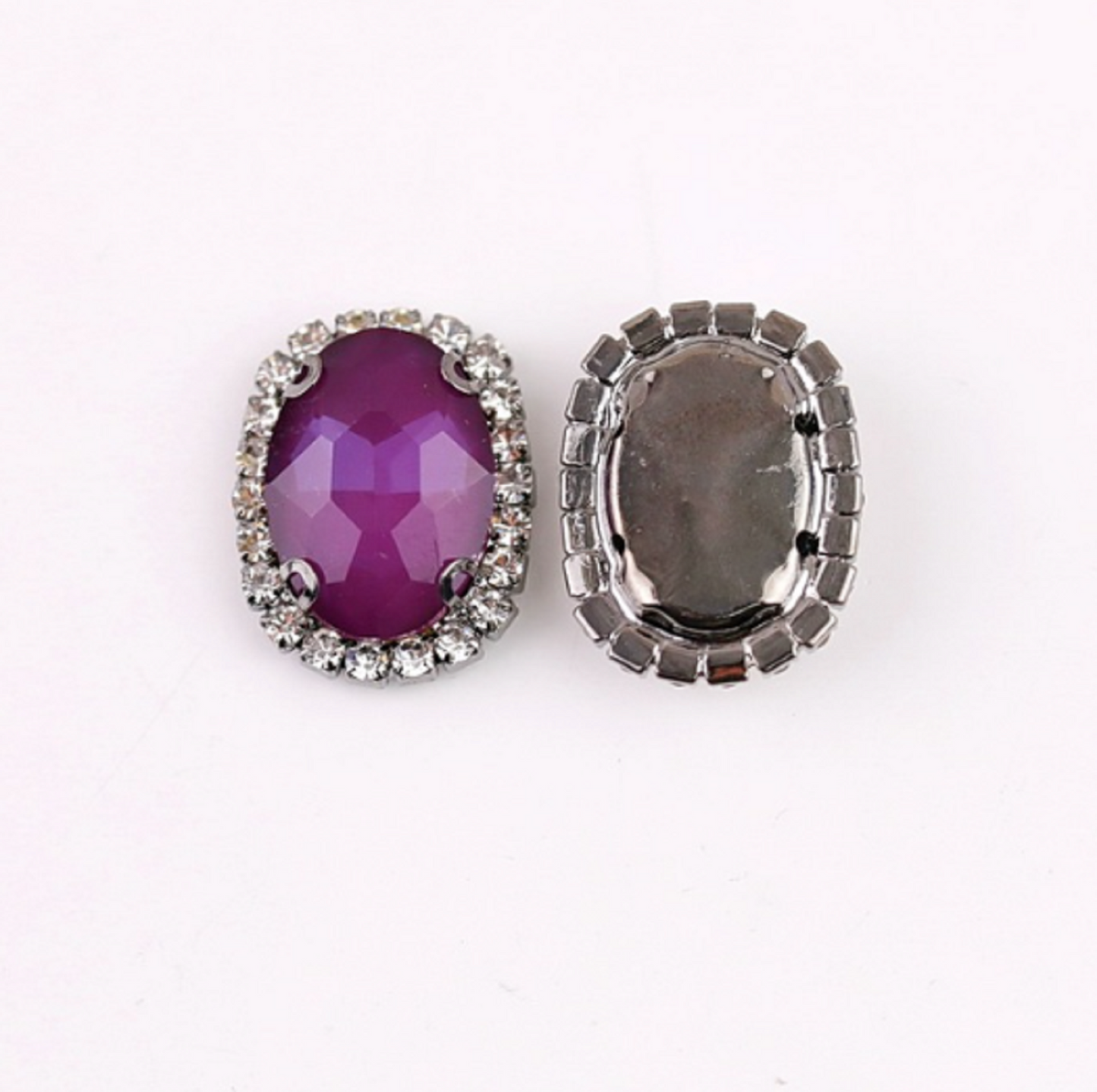 S12S (Moca)  10 Pcs / 12 x 14mm / Silver Base Sew On Oval Crystals