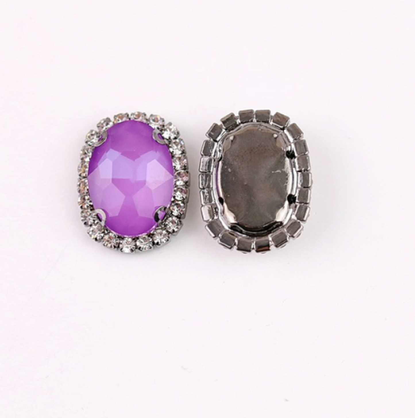 S12S (Moca)  10 Pcs / 12 x 14mm / Silver Base Sew On Oval Crystals
