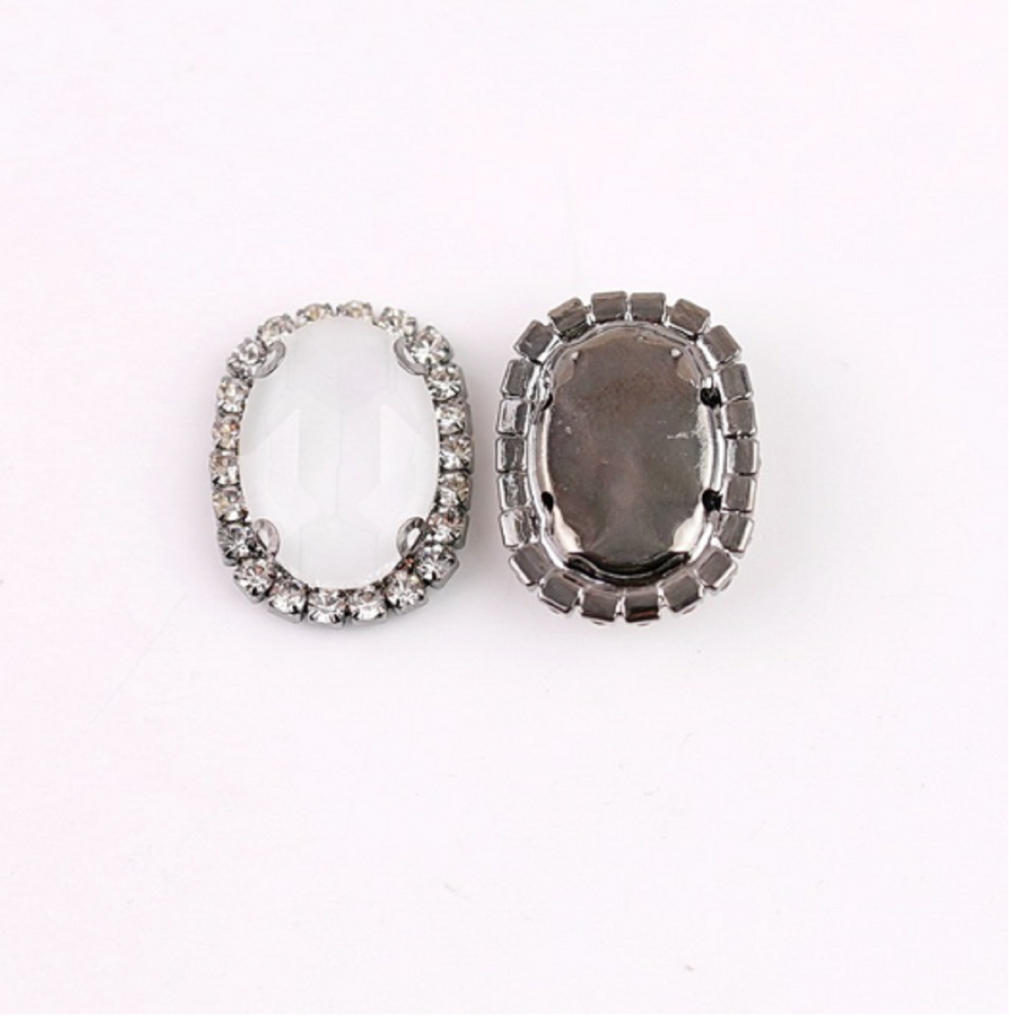 S12S (Moca)  10 Pcs / 12 x 14mm / Silver Base Sew On Oval Crystals