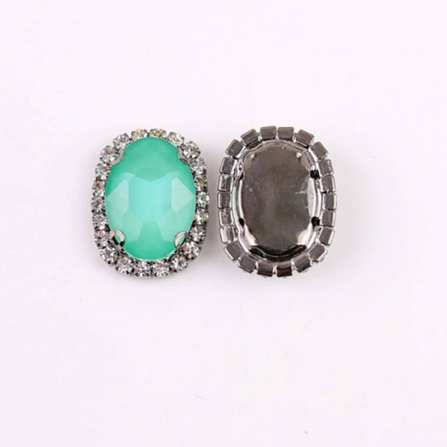 S12S (Moca)  10 Pcs / 12 x 14mm / Silver Base Sew On Oval Crystals