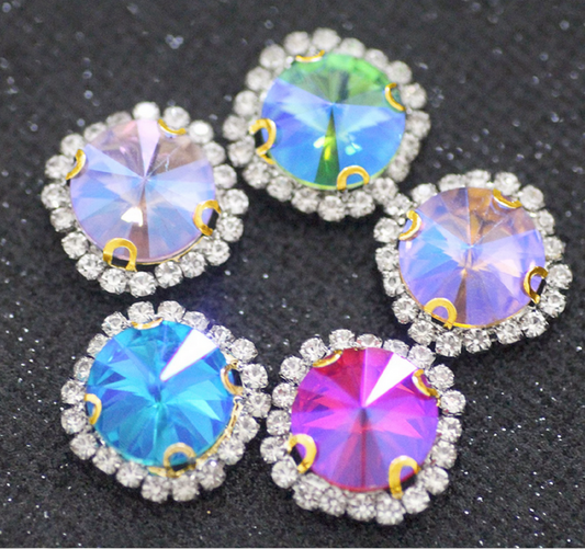 (S13ABS)  10 Pcs / 16mm / Silver Sew On Square Rhinestone