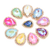 S33S (Moca) 10 Pcs / 14 x 18mm / Silver Base / Sew On Rhinestone Teardrop Crystals