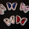 ( Y41S) 2 Pcs / 2.5cm / Silver Base straight Hole Crystal Butterfly Beads