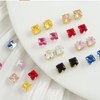 25 pcs / Silver Plated Square Glass Sew-On Crystals, Jewellery Making S70