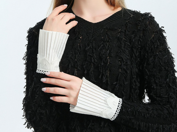 Off White / Fake Lace Sleeve Cuffs, Fake Sleeve Cuffs, False Wrist Cuffs, Removable Wrist Cuffs  SC031(K)