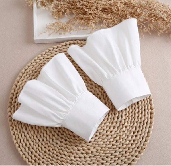 Pure White Fake Collar, Fake Sleeve Cuffs, False Wrist Cuffs, Removable Wrist Cuffs   B613(E)