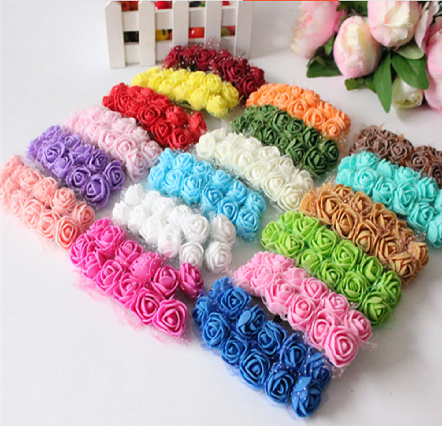 72 pcs, 144 pcs / 2cm / Mini Artificial Lace Foam Flowers SF013