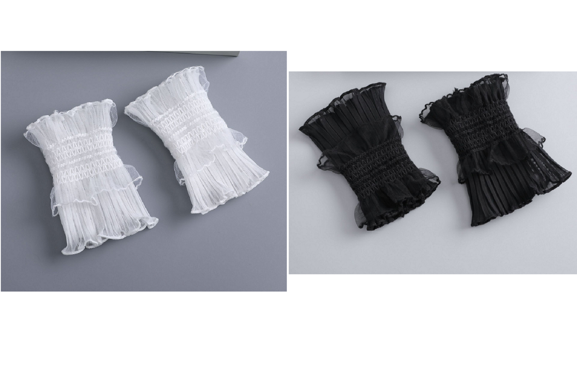 Off White, Black / Fake Sleeve Cuffs, Fake Sleeve Cuffs, False Wrist Cuffs, Removable Wrist Cuffs  SC004(K)