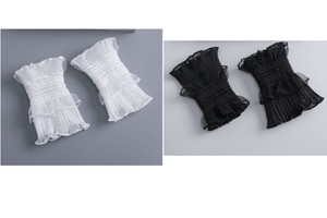 Off White, Black / Fake Sleeve Cuffs, Fake Sleeve Cuffs, False Wrist Cuffs, Removable Wrist Cuffs  SC004(K)