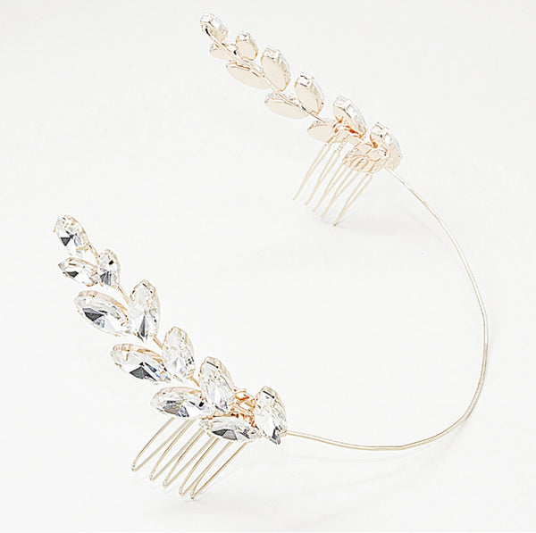 Rose Gold Bridal Hair Accessories Crystal Wedding Comb TS1315