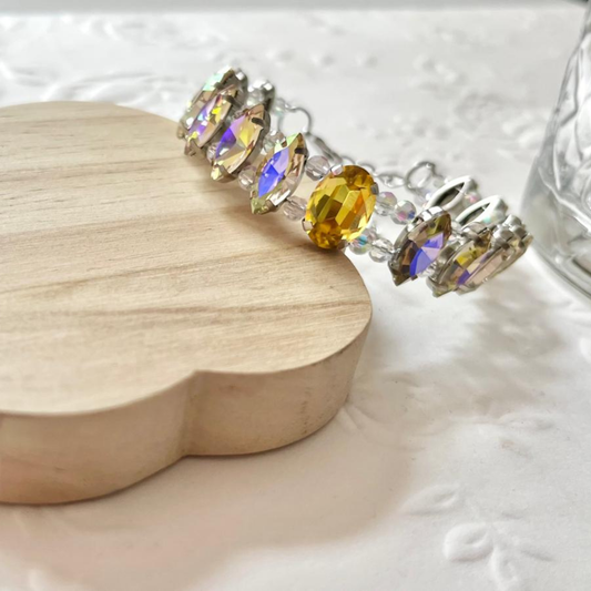 Handmade Genuine Memory Wire Crystal Bracelet, Unique Gemstone Bracelet BT1000