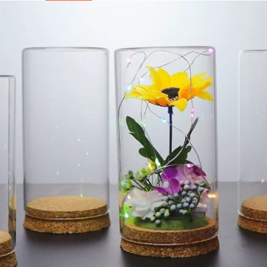 2 pieces / Flat Top Flower Glass Display  DC202