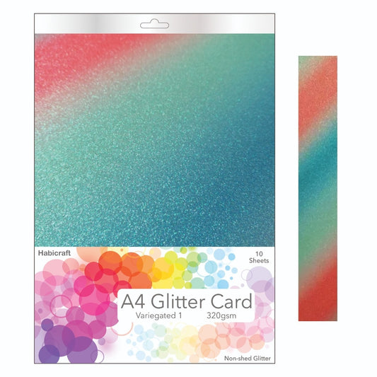 Habicraft / 10 Sheets / A4 Variegated Non-Shed Glitter Card 320gsm (HGCS02) Wholesale