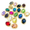 (S12G) 10 Pcs / 12 x 14mm / Gold Base Sew On Oval Crystal