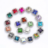 ( S38S)  10 pcs / 10mm / Silver Base Sew On Square Rhinestone