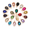 10 pcs / 7 x 10mm / Gold base Teardrop Glass crystal Pendant  P048G