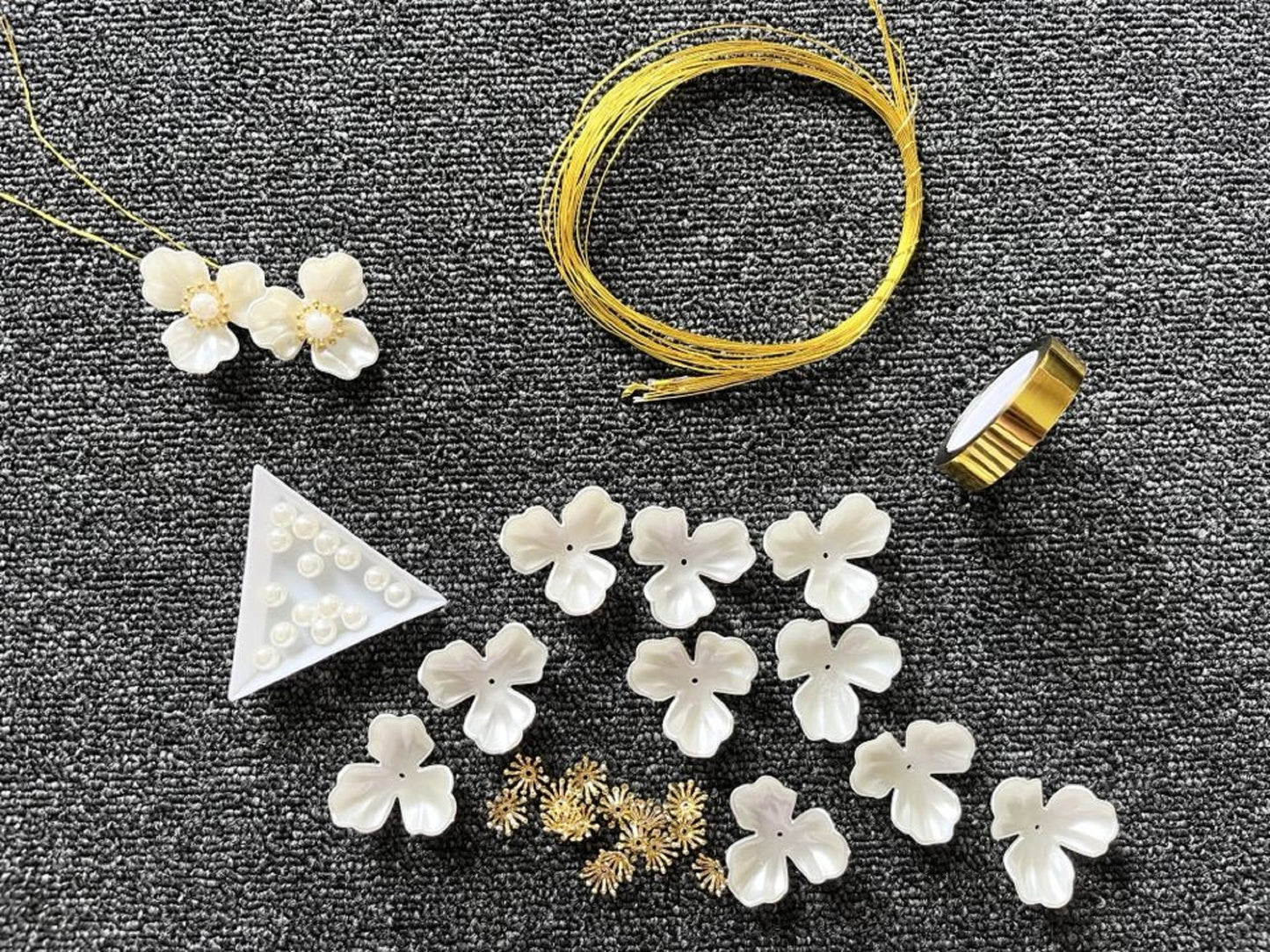 (FS60) 10 stems / DIY Large Pearl Ivory Flower Kit