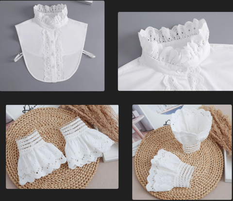 Off White Fake Collar, Off White Elegant Lace Fake Collar, False Collar, Removable Collar B645(K)