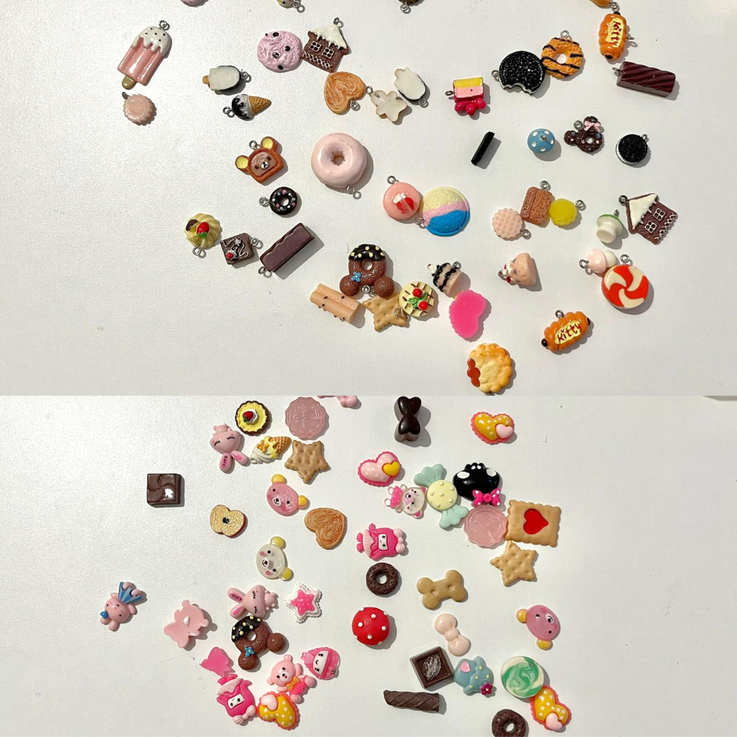 Mixed Children Plastic Charm, Flat Back Cartoon