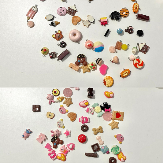 Mixed Children Plastic Charm, Flat Back Cartoon