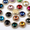 (S13G)  10 Pcs / 16mm, 18mm / Gold Sew On Square Rhinestone
