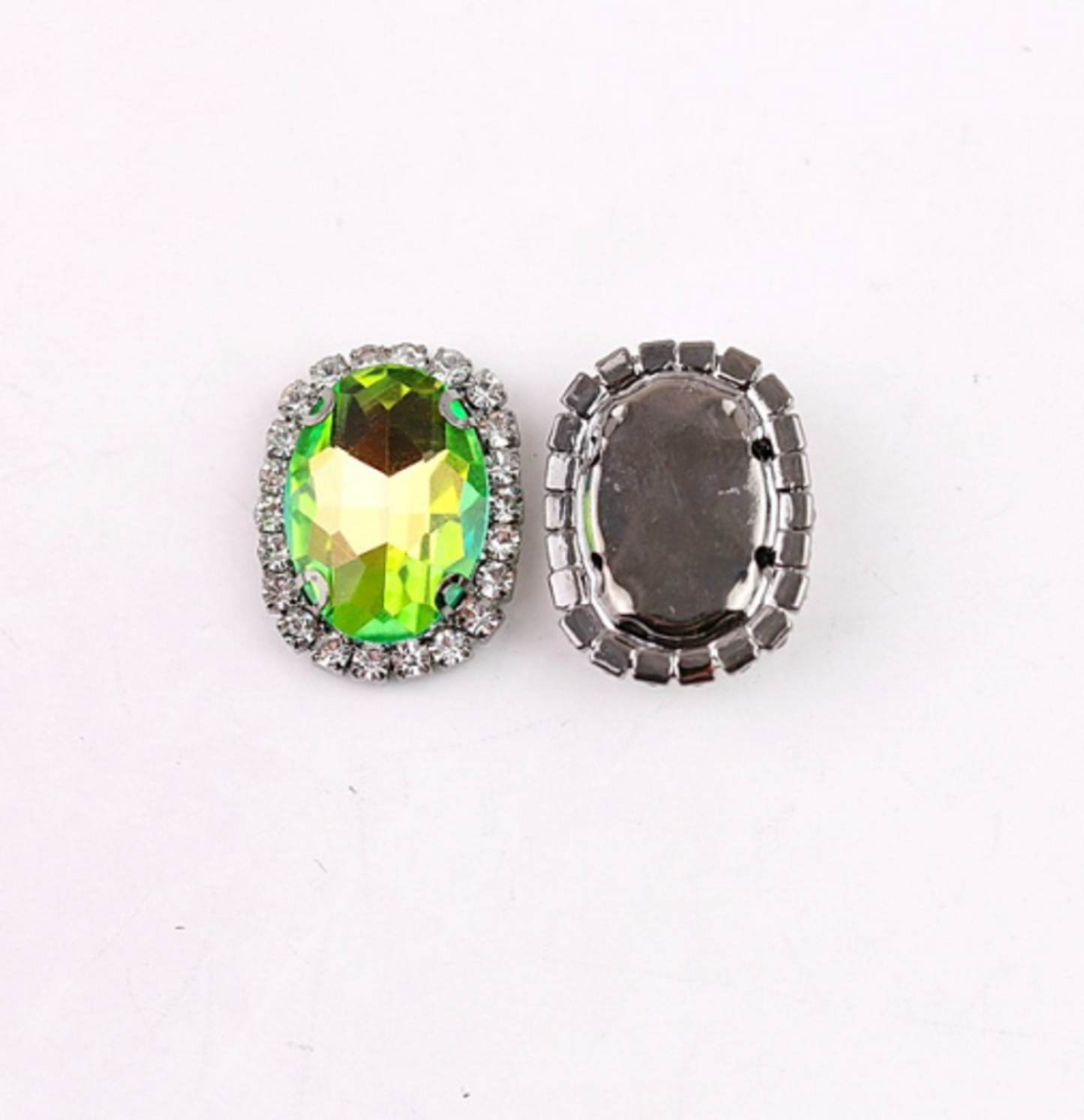 S12S (Laser) 10 Pcs / 12 x 14mm / Silver Base Sew On Oval Crystals