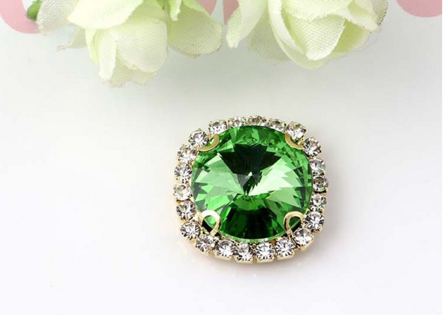 (S13G)  10 Pcs / 16mm, 18mm / Gold Sew On Square Rhinestone