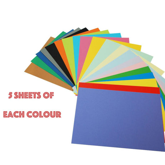 100 Piece Pack / A4 Assorted Card Mixed Colour LINE2371 (Wholesale)