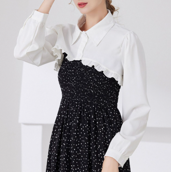 Off White, Black / Chiffon Fake Collar, False Collar, Removable Collar   B25(K)