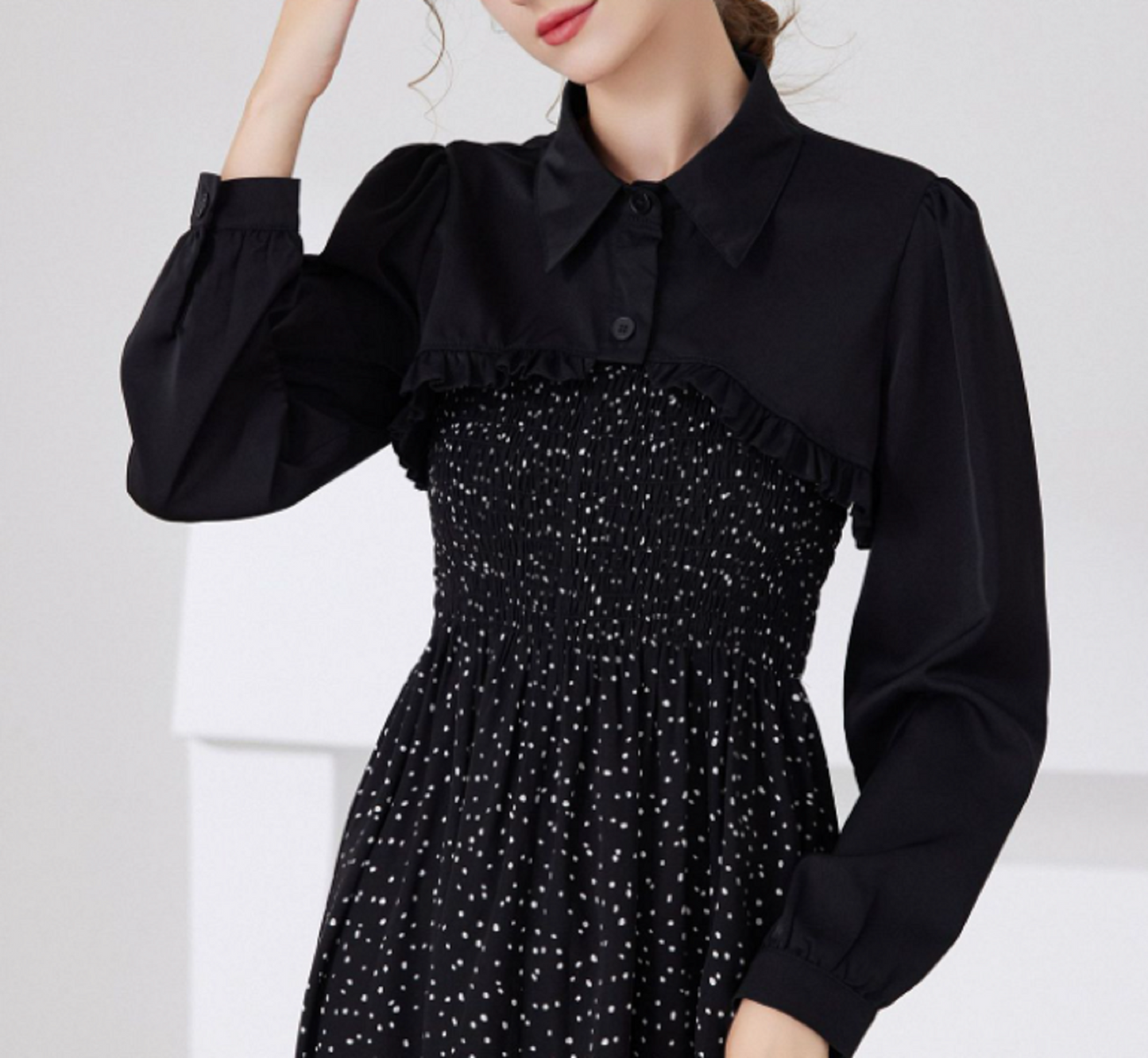 B25 / Off White, Black / Chiffon Fake Collar, False Collar, Removable Collar